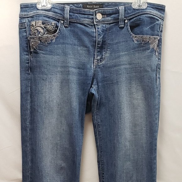 WHBM Baroque Embroidered Boot Cut Jeans Size 6 R WHITE HOUSE BLACK MARKET - Picture 7 of 16